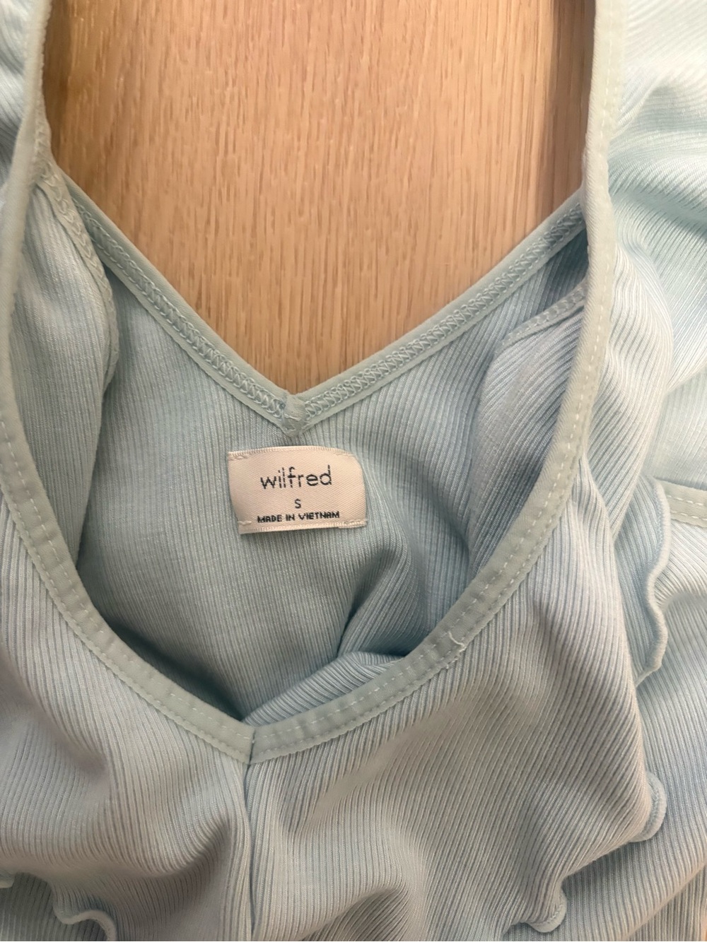Wilfred Light Blue Ruffle Strap One-Piece - Picture 3 of 3